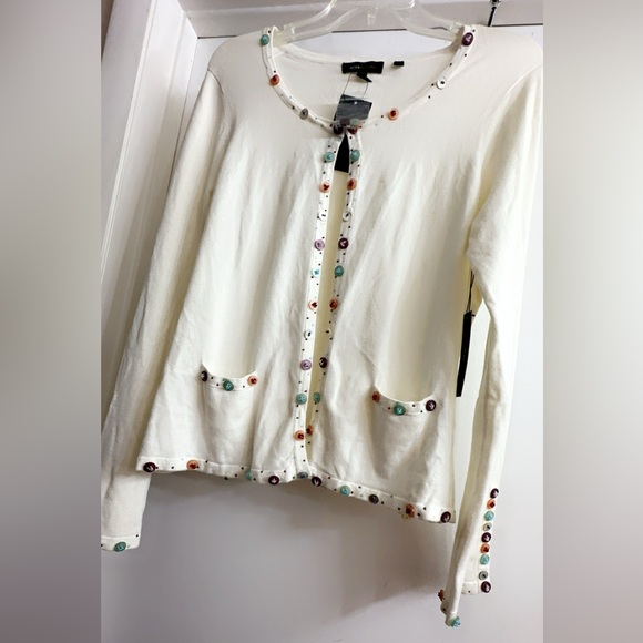 NWT BCBGMAXAZRIA RAINBOW SPANDEX CARDIGAN SWEATER FIT MEDIUM/LARGE, RETAIL $160 - Picture 7 of 7